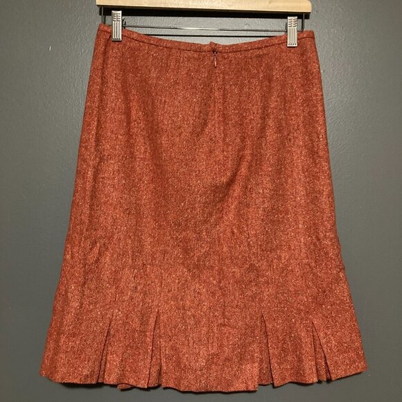 Talbots Womens Size 8 Red Wool Blend Tweed Style Pencil Classic Work Flare - Picture 4 of 4